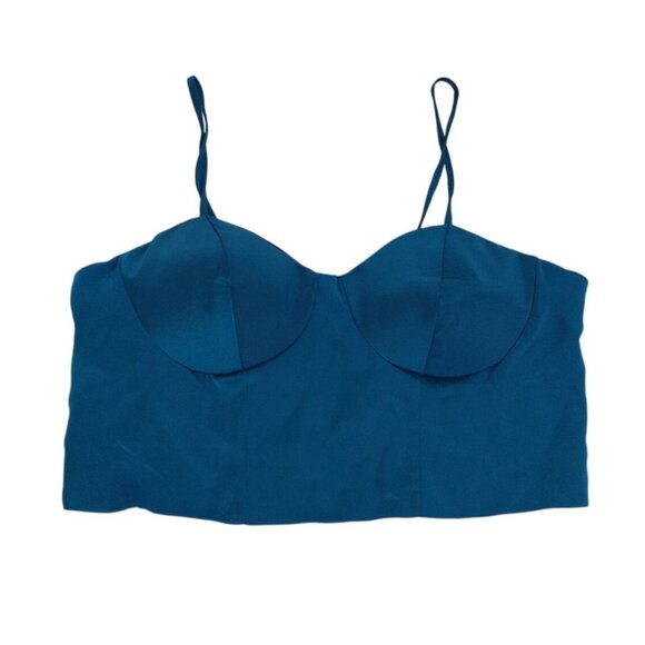 Sincerely Jules Blue Bustier Crop Top With Straps Smocked Back Womens Size L. - Picture 5 of 7